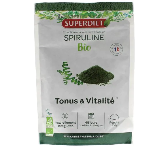 Spiruline bio poudre SuperDiet - sachet de 200g