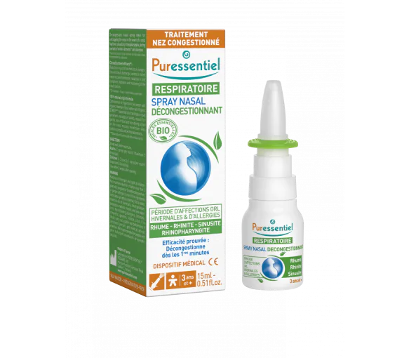 Spray nasal décongestionnant aux huiles essentielles bio Puressentiel - spray de 15 ml