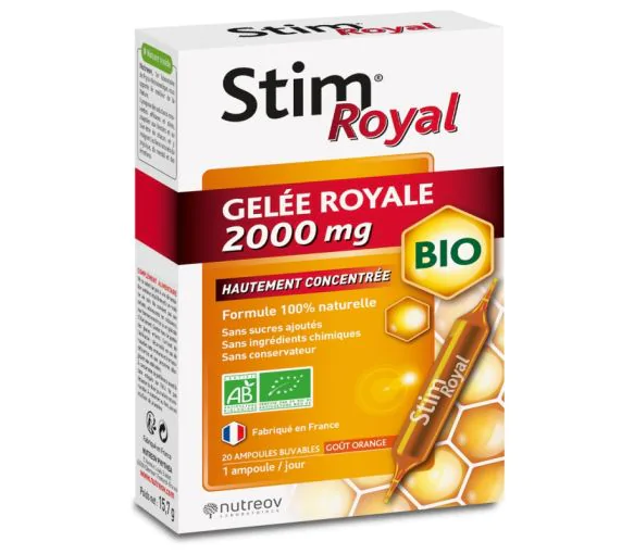 Stim Royal Gelée royale 2000 mg bio Nutreov - boîte de 20 ampoules