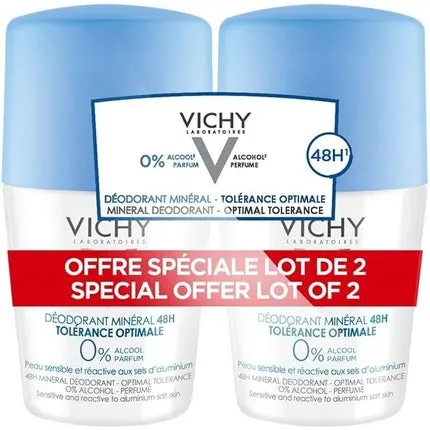 LOT*2 Déodorant 48h PS et réactive aux sels d'Al bille 2x50ml Lot*2 Déodorant bille minéral toléranceoptimale - 100 ml