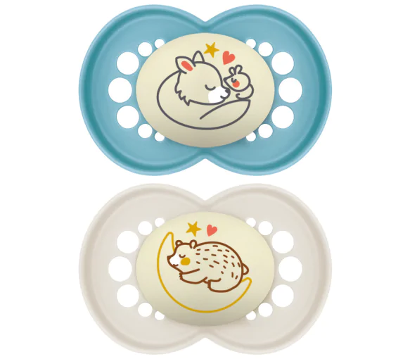 Sucettes anatomiques nuit Original nuit 6 mois et + Mam - lot de 2 sucettes