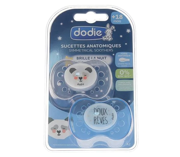 Sucette anatomique silicone nuit +18 mois Dodie - 2 sucettes