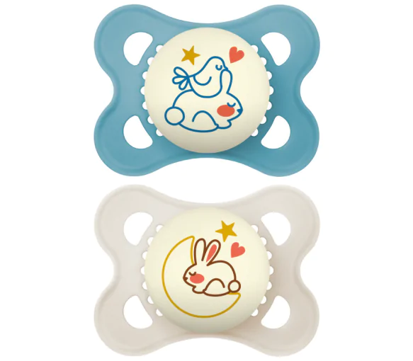 Sucettes anatomiques silicone Original nuit 2-6 mois MAM - lot de 2 sucettes