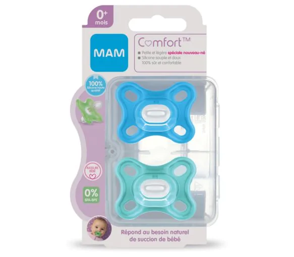 Sucette Comfort spéciale nouveau-né MAM - lot de 2 sucettes