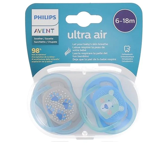 Sucettes ultra air 6-18 mois Philips Avent - lot de 2 sucettes