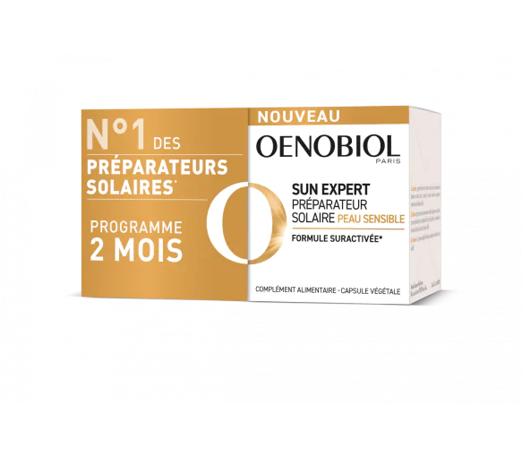Sun Expert Préparateur solaire peau sensible Oenobiol - lot de 2 pots de 30 capsules