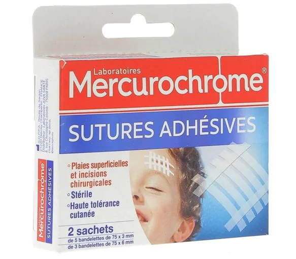 Sutures adhésives Mercurochrome - Boites de 2 sachets