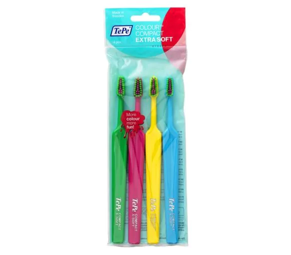 Brosses à dents compact extra soft TePe - lot de 4 brosses à dents
