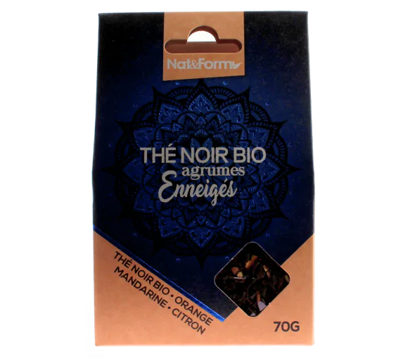 Thé noir bio agrumes enneigés Nat&form - boite de 70g