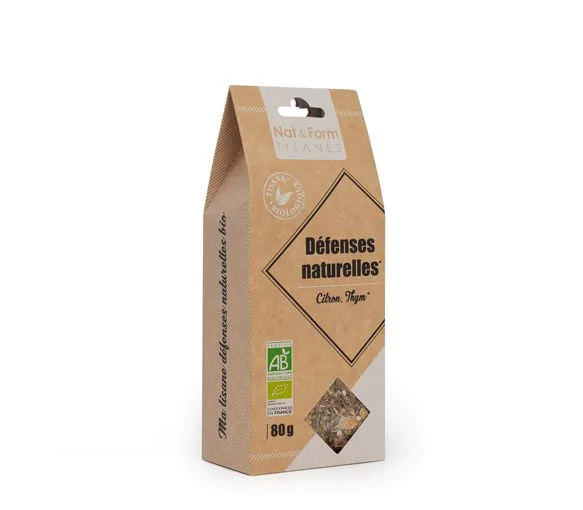 Tisane Défenses Naturelles citron, thym Bio Nat & Form - sachet de 80 g