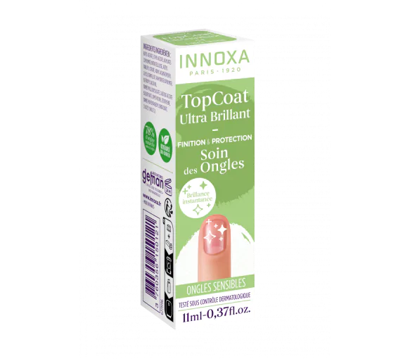 Top coat ultra brillant ongles sensibles Innoxa - flacon de 11 ml