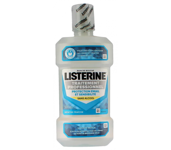 Traitement Professionnel Protection émail et sensibilité Bain de bouche Listerine - flacon de 500 ml
