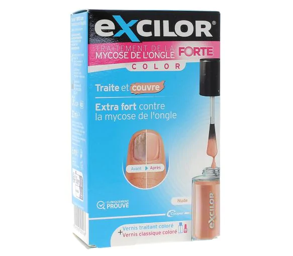 Traitement de la mycose de l'ongle Forte Color nude Excilor - flacon de 30ml