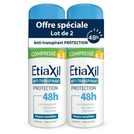 Anti-transpirant - Transpiration Modérée - Aisselles - Compressé - Peaux Sensibles Lot de 2 - 100 ml