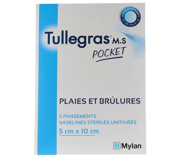 Tullegras M.S plaies et brûlures pocket 5x10cm Mylan - boîte de 5 pansements