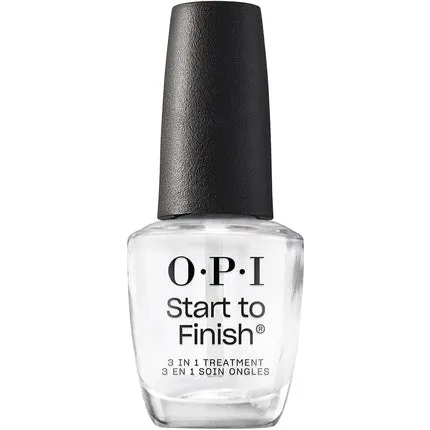 OPI Nail Polish Start to Finish 3in1 Treatment Long Lasting Shine Base Coat Top Coat Strengthener Treatment Vegan Formula Vitamins A E Damaged Nails 15ml
