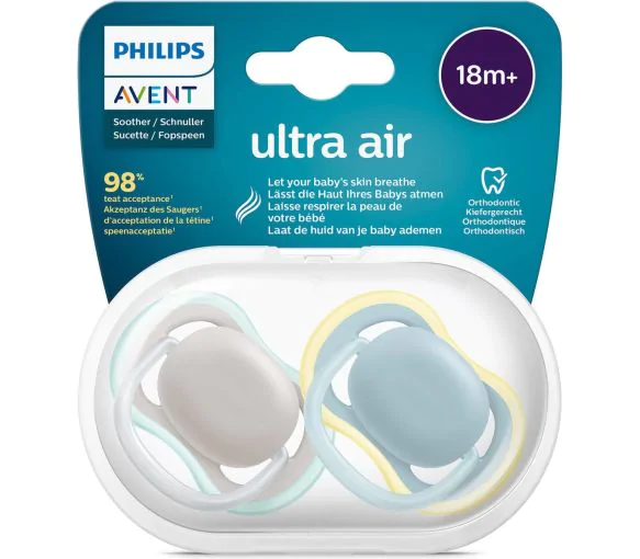 Ultra Air Sucette 18 mois + Philips Avent - lot de 2 sucettes