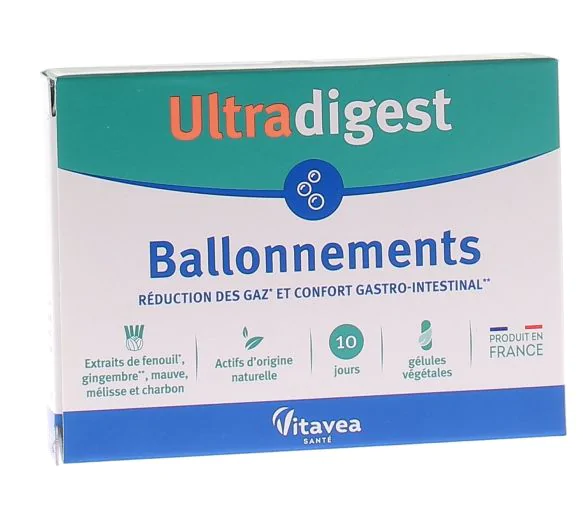 Ultradigest Ballonnements Vitavea - boîte de 30 gélules