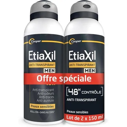 Etiaxil Deodorant for Men Anti-Perspirant 48h Control Aerosol 150ml - Pack of 2