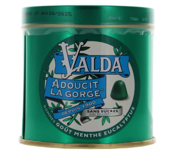 Valda Gommes menthe et eucalyptus sans sucre - boite de 140 g