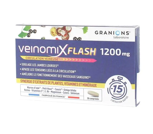 Veinomix flash 1200 mg circulation veineuse Granions - boîte de 30 comprimés