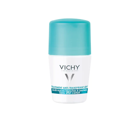 Déodorant anti-transpirant 48h anti-traces blanches & jaunes Vichy - roll-on bille de 50 ml