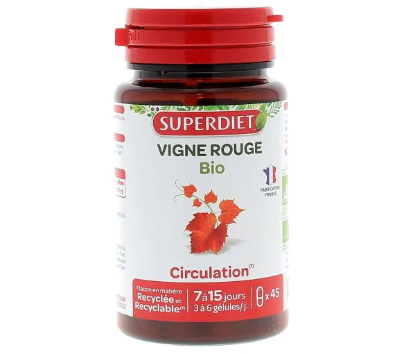 Vigne rouge bio Super Diet - boite de 45 gélules