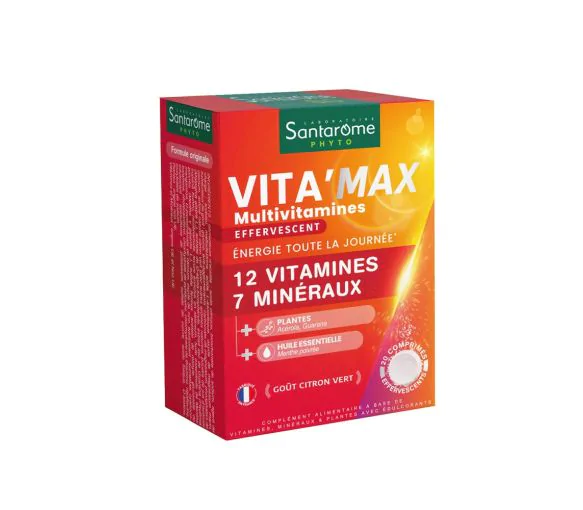 Vita'max multivitamines effervescent Santarome - boîte de 20 comprimés effervescents