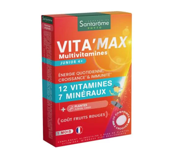 Vita'max multivitamines junior Santarome - boîte de 30 comprimés à croquer