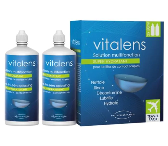 Vitalens Solution multifonctions pour lentilles de contact souples - lot de 2 flacons de 50 ml