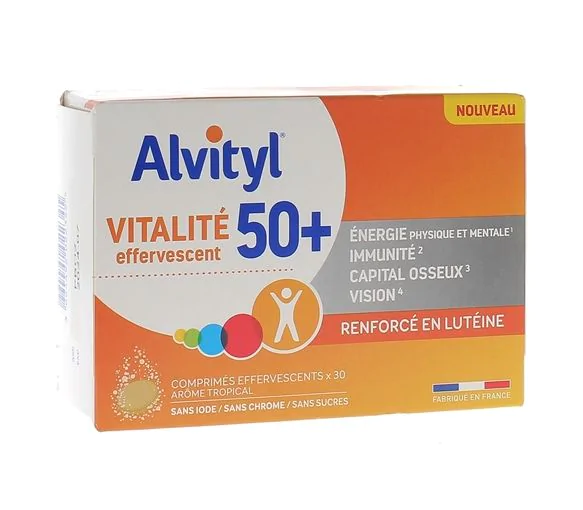 Vitalité 50+ effervescent Alvityl - boîte de 30 comprimés effervescents