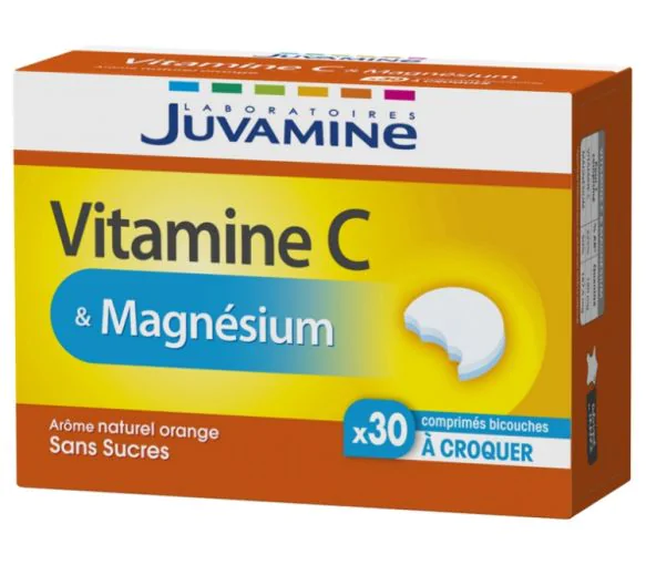 Vitamine C & magnésium Juvamine - boîte de 30 comprimés à croquer