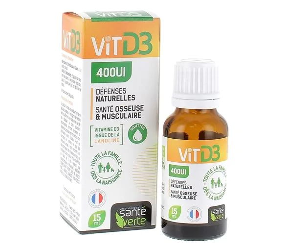 Vitamine D3 400UI Santé Verte - flacon de 15 ml