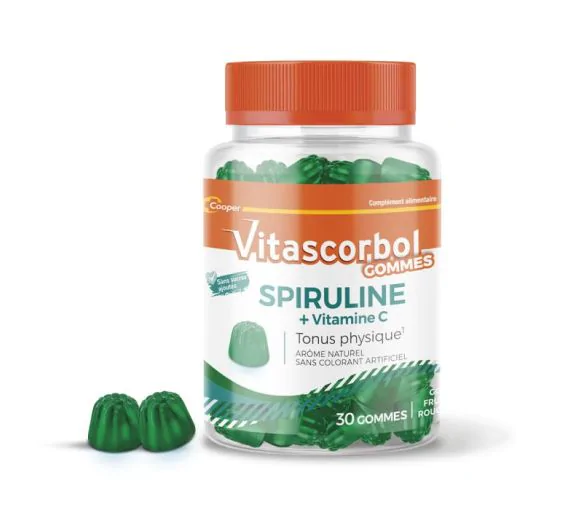 Vitascorbol Spiruline + vitamine C Cooper - pot de 30 gommes