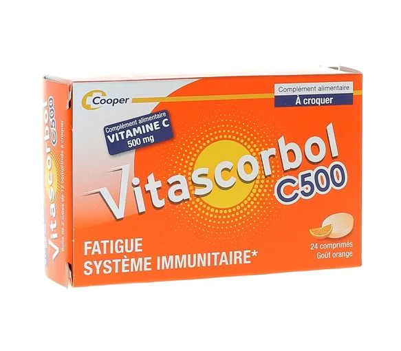 Vitascorbol Vitamine C sans sucre 500 mg - boîte de 24 comprimés