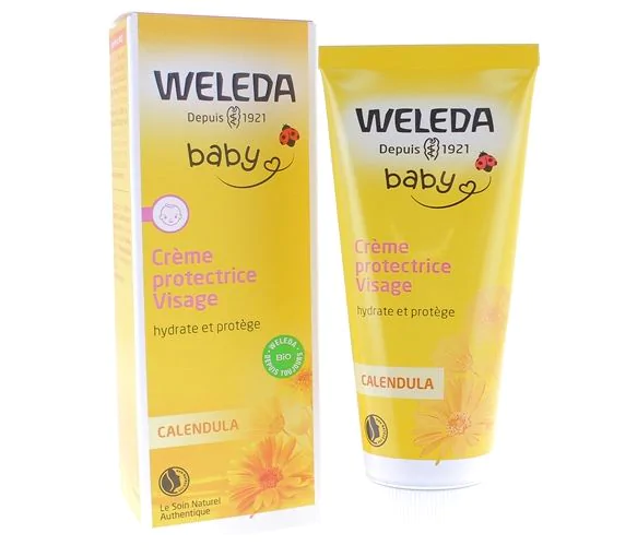Crème protectrice visage au Calendula Weleda bébé - tube de 50 ml