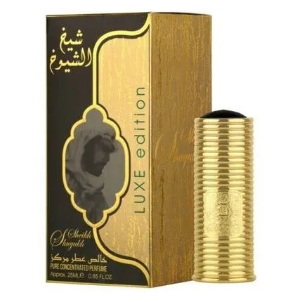 Lattafa Sheikh Shuyukh Luxe Edition Concentrated Perfume Oil 25ML 0.85Oz Rose Saffron Caramel Patchouli Vanilla Woody Chords Amber Cinnamon Spicy