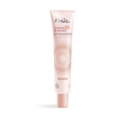Melvita BB Cream Source de Roses Light 100% Natural Pigments Certified Organic Silicone-Free Natural Coverage 6-in-1 40ml Tube
