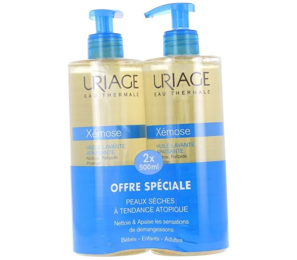 Xémose Huile Nettoyante Apaisante Uriage - Lot de 2 tubes de 500ml