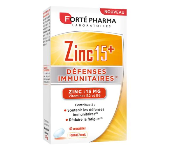 Zinc 15+ Forté Pharma - boîte de 60 comprimés