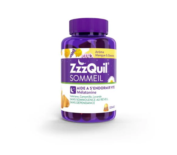 ZzzQuil Sommeil arôme mangue banane - boîte de 60 gommes