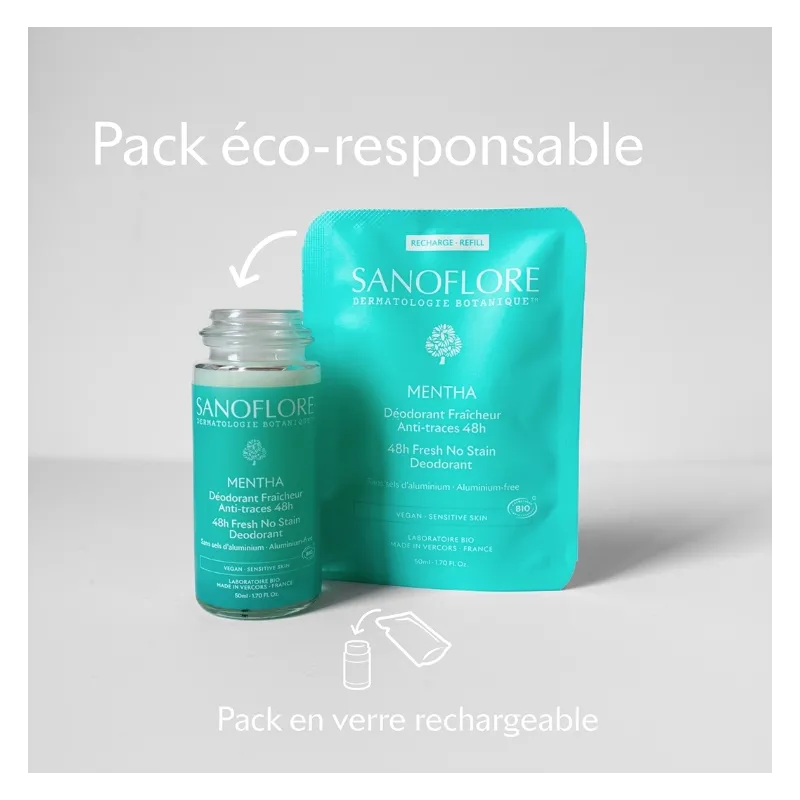 Achat Recharge Déodorant 48h Mentha Roll-On Sanoflore sur AlpenPara.com