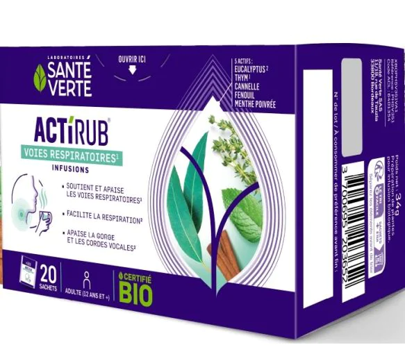 Actirub voies respiratoires infusions Santé Verte - boite de 20 sachets