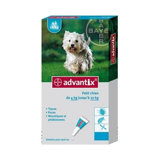 Advantix  petit chien de 4 à 10kg 4 pipettes