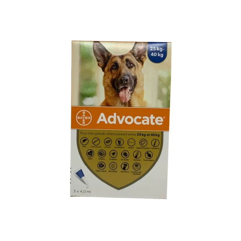 Advocate chiens de 25 à 40 kg 3 pipettes