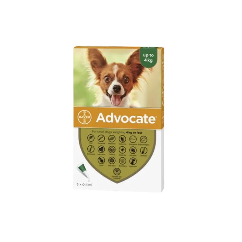 Advocate chiens de 4 kg ou moins  3 pipettes