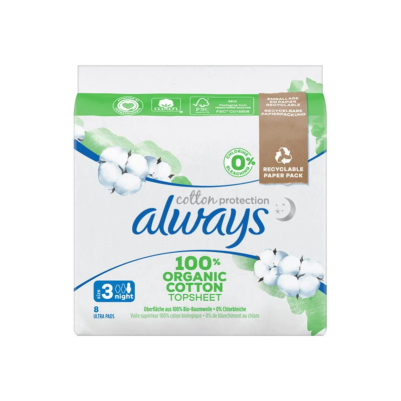 Labokapharma - Always Cotton protection nuit 8 serviettes taille 3