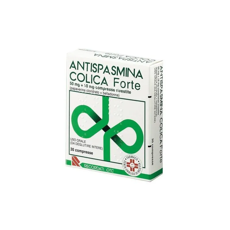 Antispasmine Colica Forte 50mg + 10mg Papaverine Belladone 30 Comprimés