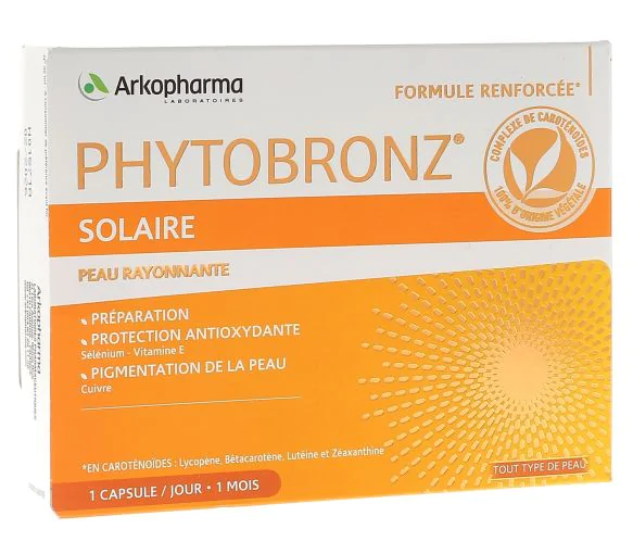 Phytobronz solaire peau rayonnante Arkopharma - boîte de 30 capsules