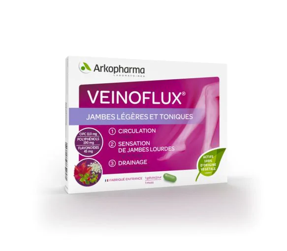 Veinoflux jambes légères et toniques Arkopharma - boîte de 30 gélules